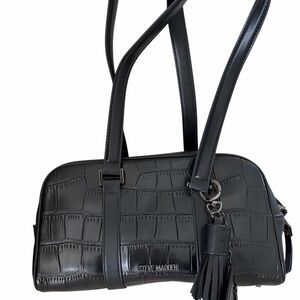 Steve Madden Black Croc-Pattern Shoulder Bag